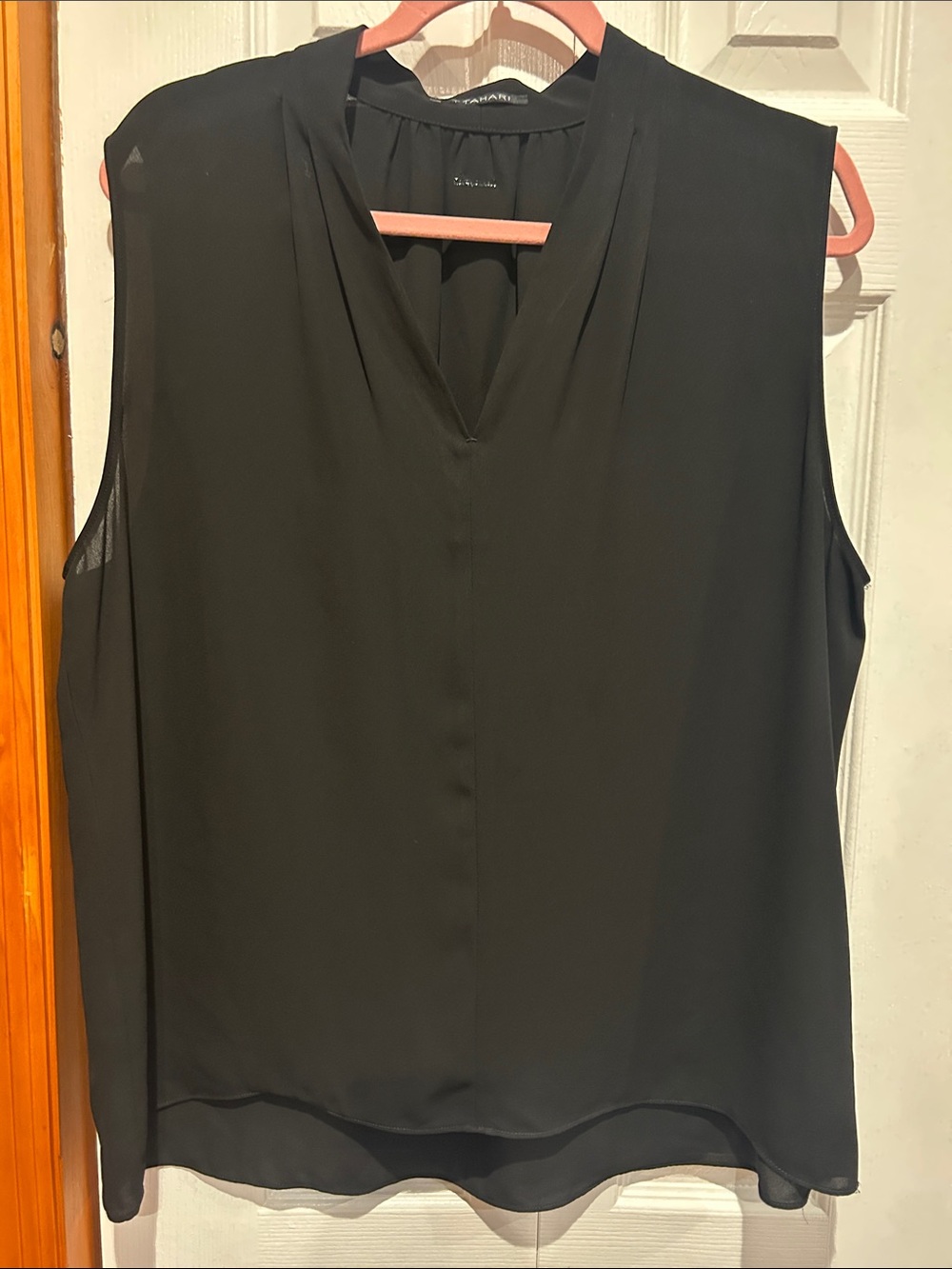 Tahari Sleeveless V-Neck Black Women's Top